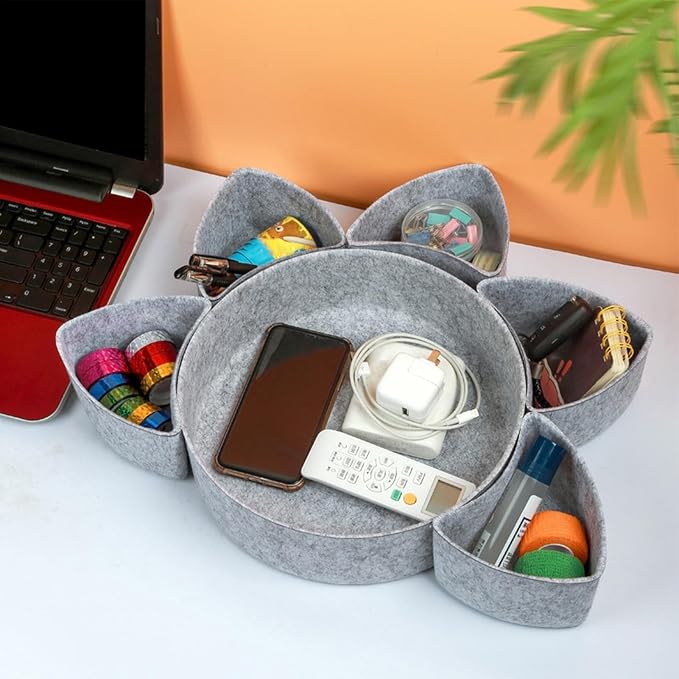 Felt Drawer Organizer, Storage Divider Bins, Desk Organization Tray | Soft Catchall Vanity Container, Drawer Storage Box for Office Gadgets Jewelry Accessories Home Bedroom Supplies