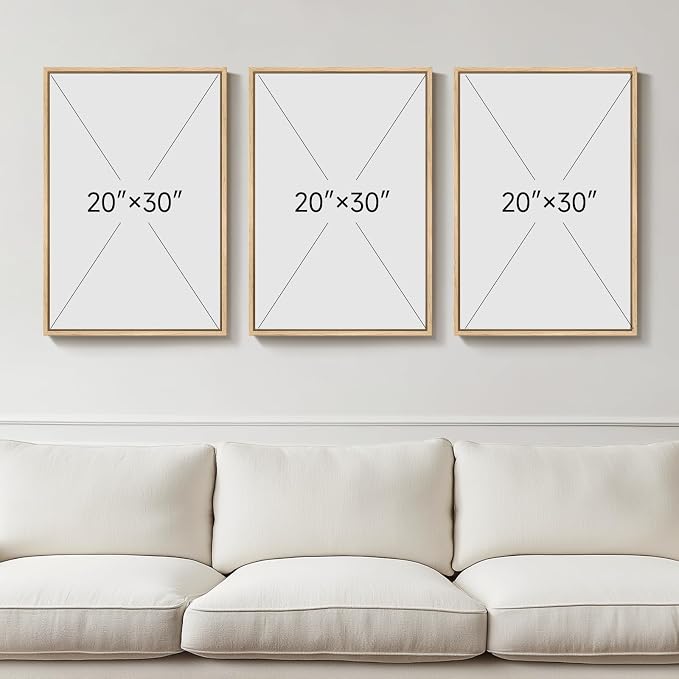 Large Framed Neutral Abstract Wall Art Set of 3, Modern Black and White Beige Canvas Prints Paintings Artwork for Walls, Minimalist Pictures for Living Room, Bedroom, Dining Room Wall Decor 20x30 In