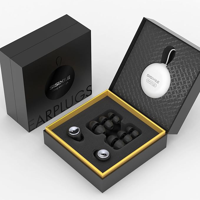 2 Pairs Noise Cancelling Earplugs with Premium Metal Design and Elegant Gift Box,Sleeping, Concerts, Travel, Noise Sensitive People – 35dB Reusable Silicone Earplugs for Men and Women,Black