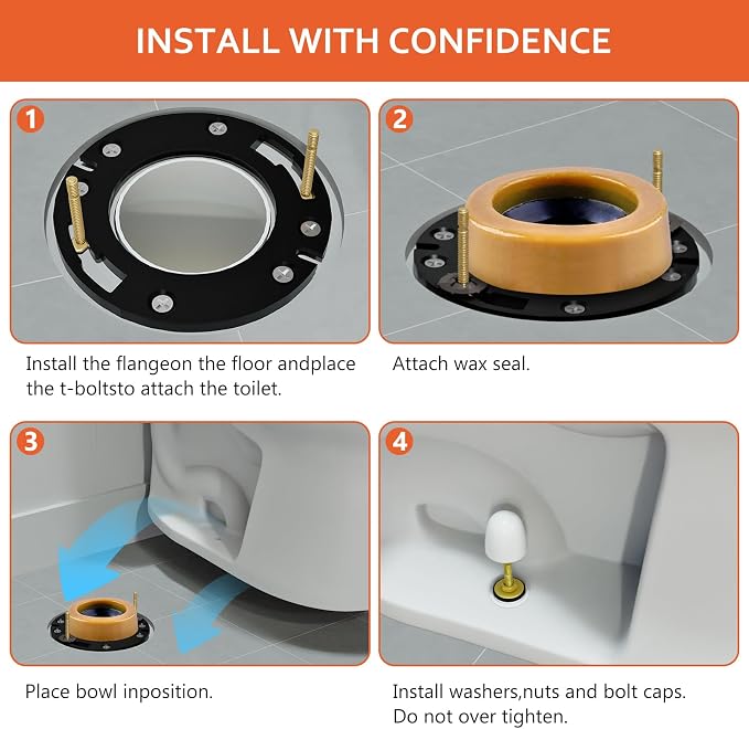 boeemi Toilet Flange Repair Kit with Extra Thick Wax Ring for Toilets Install or Leaking Toilet Wax Ring Replacement Kit Include Mounting Hardware Fits 3-inch or 4-inch Waste Lines