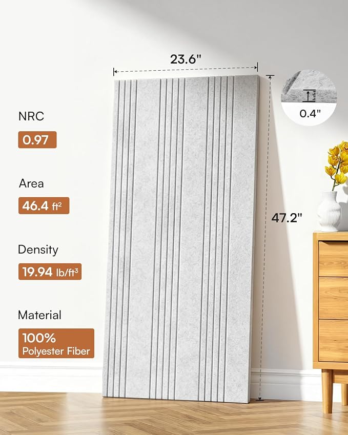 SODOCT 6 Pack Large Acoustic Panels, 47.2" X 23.6" X 0.4" Sound Proof Panels for Walls, Decorative Wall Panels for Home Studio & Office, Gray
