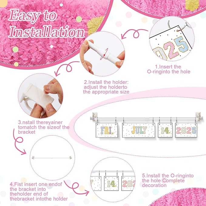 TecUnite Chenille Calendar Bulletin Board Set Classroom Bulletin Board Decor 54 Date Cards Colorful Embroidery Flip Calendar with Adjustable Holder for Back to School Supplies