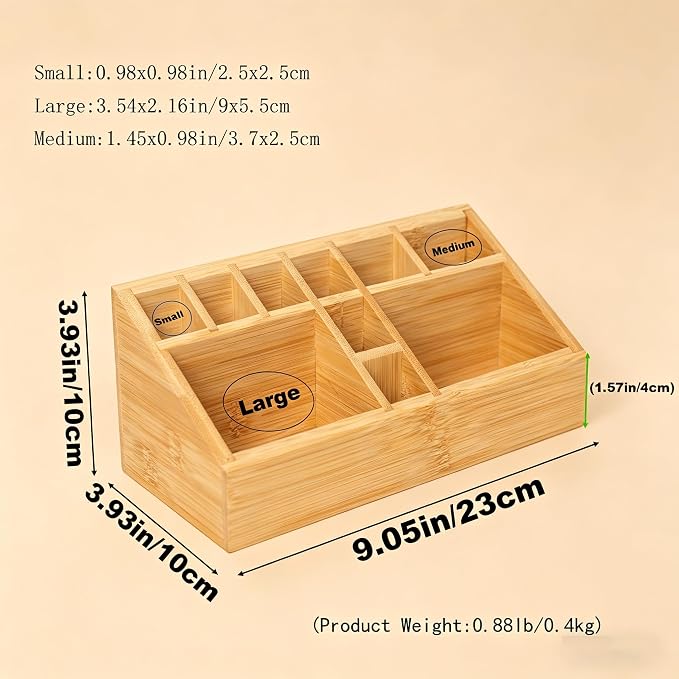 Bamboo Art Supply Organizer Pen Holder | Wooden Desktop Storage, For Artists, Office Supplies, Makeup Brushes, Minimalist Desk Accessory