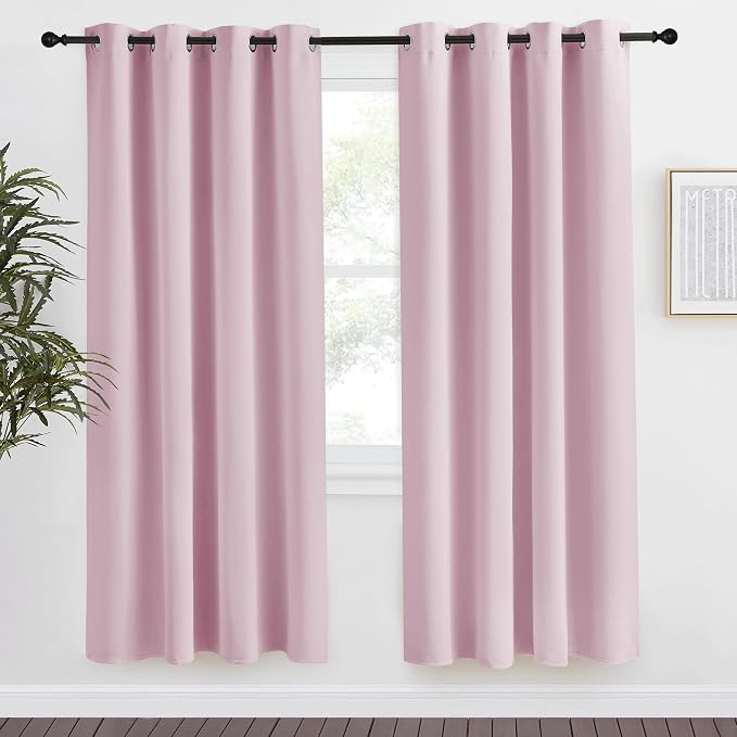 NICETOWN Blackout Curtain 78 inch Long, W55 x L78, 1 Panel, Baby Pink, Thermal Insulated Window Treatment with Grommet Room Darkening Thermal Insulated Panel for Bedroom/Living Room