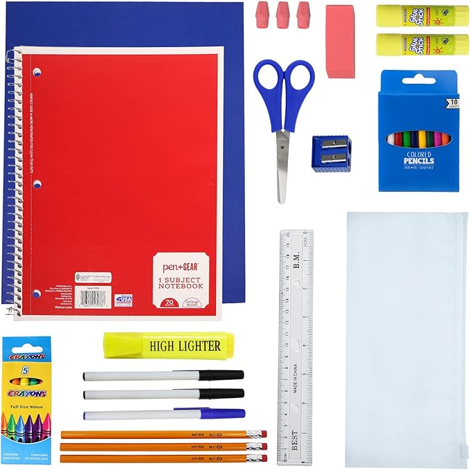 Moda West 17 Inch Bulk Backpacks with 34 Piece School Supply Kit - Case of 12 Wholesale Backpacks in Assorted Colors 6 Boy 6 Girl