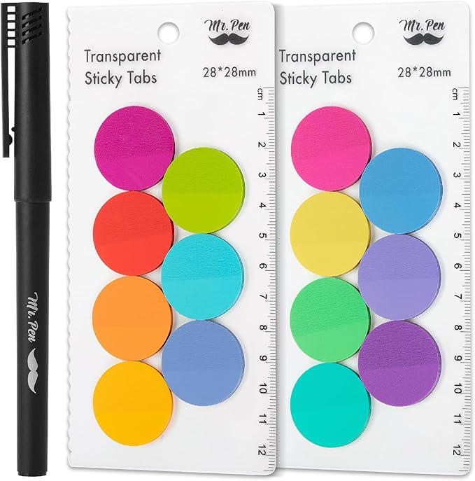 Mr. Pen- Transparent Sticky Note Set, 560Sheets, Colorful, Round Transparent Sticky Notes Set, Stocky Notes for Bible Journaling