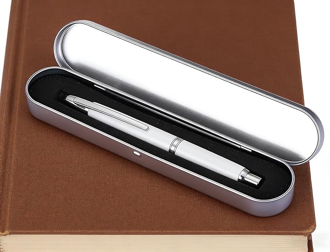 Jinhao 10 Retractable Fountain Pen with Pen Case (Pearl White, Millimeters, 0.4mm, Fountain Pen)