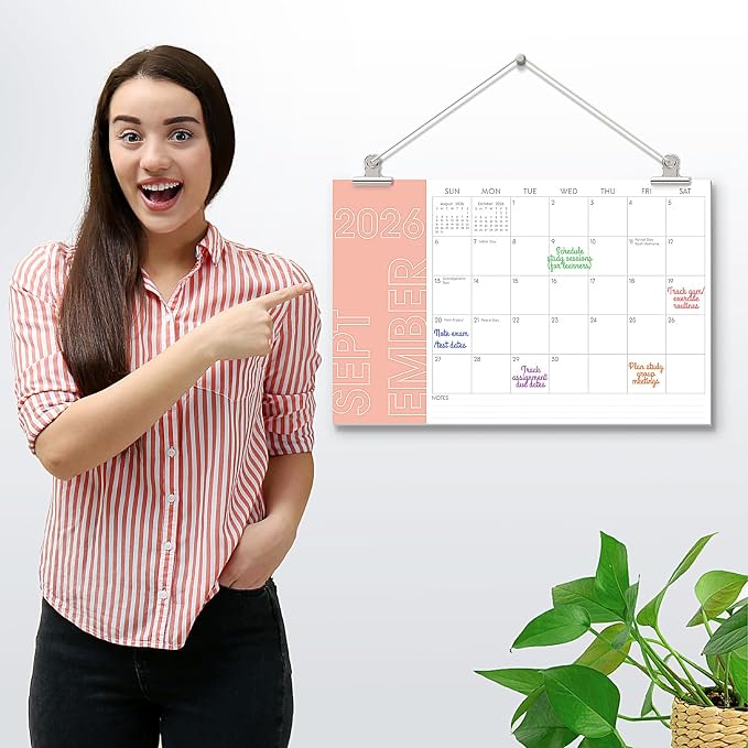 KONVINIT Large Desk Calendar 2026-2027, 20 Months Desk Calendar 2026-11"×17" - Runs From May 2026 Until December 2027, 2026 Desktop Calendar for School, Home & Office Supplies, Morandi