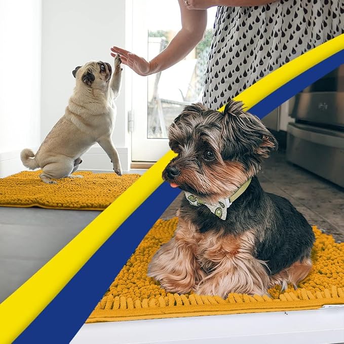 Muddy Mat® | Super Absorbent Door Mat Indoor, Microfiber Quick Dry Chenille Entryway Rug, Non-Slip Front Door Mat, Indoor Mats for Entryway, Machine Washable Pet Rug, Gold 16" x 24"