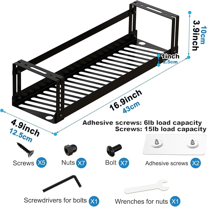 PAVSTINE Under Desk Cable Management Tray, 17 in Metal Cable Tray Basket | For Wire Management, Power Strip Holder, Cord Organizer, Wire Tamer for Home/Office Desk Cable Hider Black