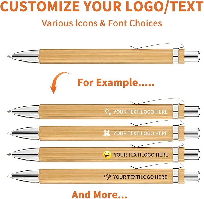 Custom Pens with Your Logo Text Personalized Bamboo Retractable Ballpoint Pens Inspirational Quote Pen Bulk Religious Gifts for Men Women
