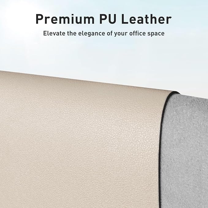 Aothia Faux Leather Desk Mat - Non-Slip PU Leather Desk Blotter, Waterproof Writing Surface, Large Desk Pad for Office & Home (Eggshell, 55" x 24")