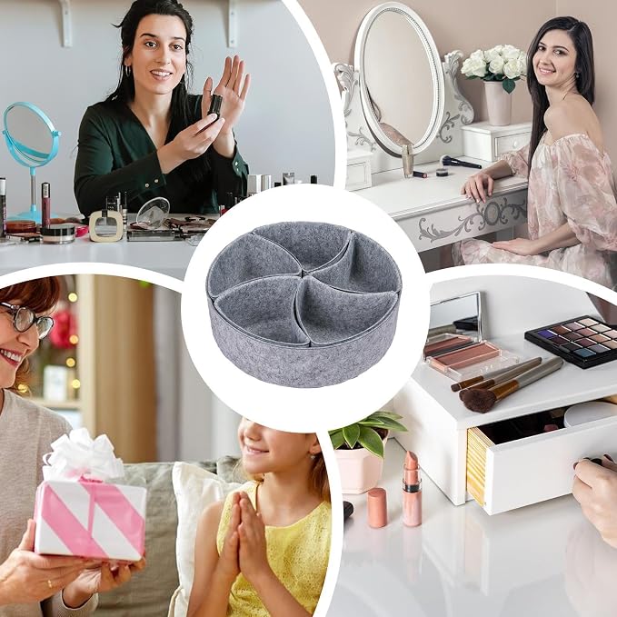 Felt Drawer Organizer, Storage Divider Bins, Desk Organization Tray | Soft Catchall Vanity Container, Drawer Storage Box for Office Gadgets Jewelry Accessories Home Bedroom Supplies