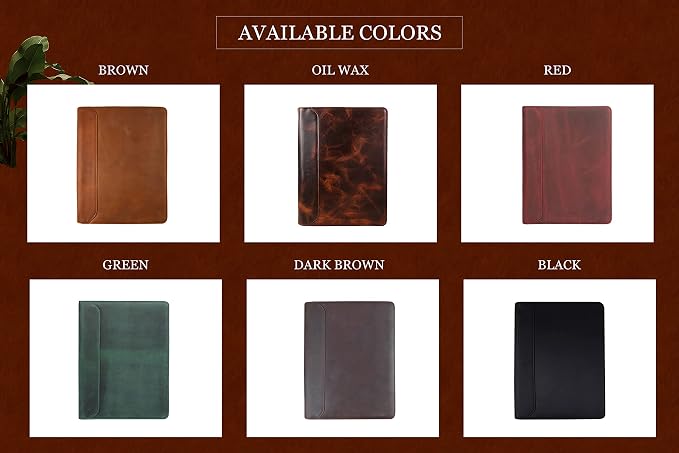 Personalized Genunie Leather Portfolio Binder, Customized Leather Portfolio for Men,Business Portfolio Organizer for A4 Size Notepad, Customized Gift