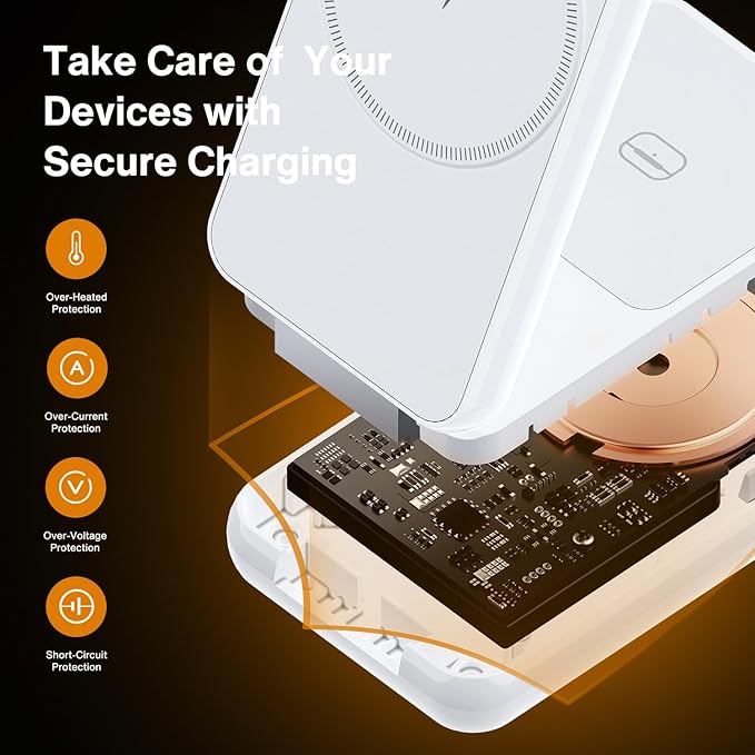 iVANKY Qi2 Certified Wireless Charging Station for iPhone 17, 3 in 1 Foldable Charger for MagSafe Magnetic Stand for iPhone 17/16/15/14/13/12/11/X Pro/Max/Plus/Air, Apple iWatch, Airpods