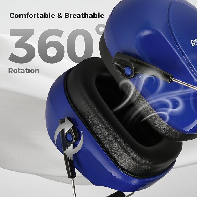 ProCase NRR 28dB Noise Reduction Ear Muffs, Foldable Adjustable Passive Noise Cancelling Headphones for Adults Kids Autism, Hearing Protection for Shooting, Construction, Mowing -2 Packs, Navy