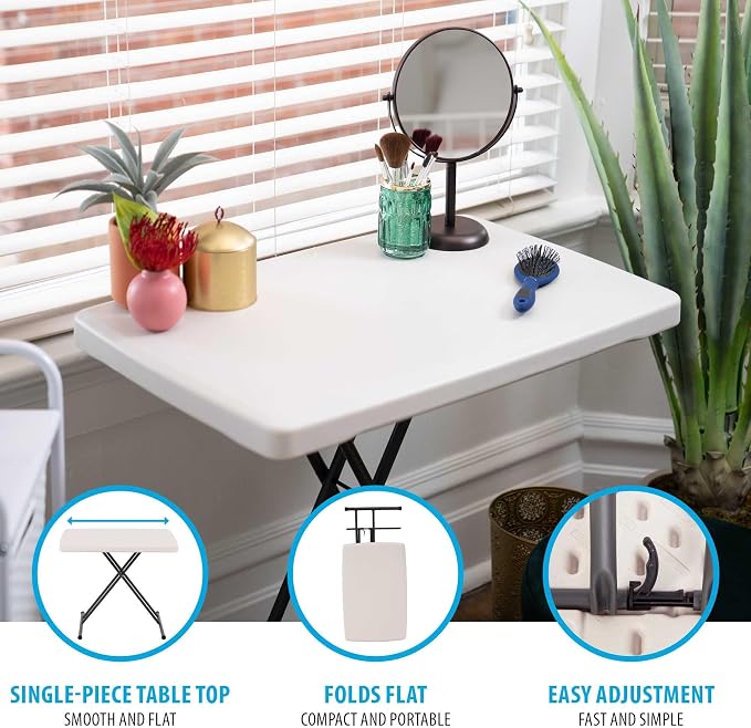 LIFETIME 28240 Adjustable Folding Laptop Table TV Tray, 30 Inch Almond