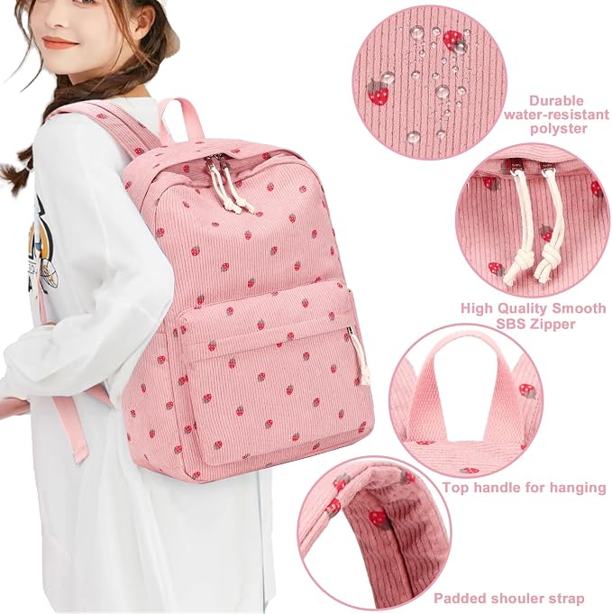 Bluboon School Backpack Set Girls Womens Laptop Bookbag Casual Daypack Fits 15 inch Laptop with Lunch Tote Bag and Pencil Bag