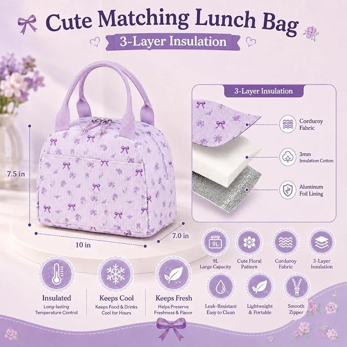 BTOOP School Backpacks for Teen Girls Bookbags Lightweight Kids Backpack School Bags Set with Lunch Box Pencil Case