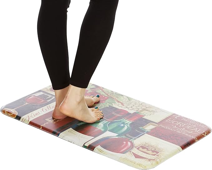 J&V TEXTILES Anti Fatigue Cushioned Comfort Mat, Ergonomically Durable, Supportive, Padded, Thick and Washable, Stain-Resistant, Kitchen, Garage, Office Standing Desk Mats (Favorite Reds)