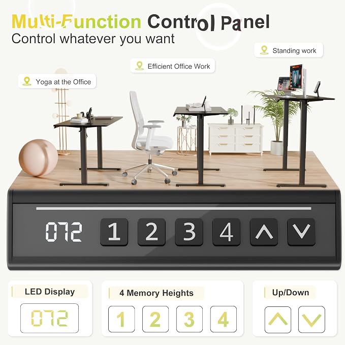 Furmax Electric Standing Desk, 40 x 24 Inches Sit Stand up Desk, Sit Stand Height Adjustable Home Office Desk with 4 Height Position Memory (Black, 40)