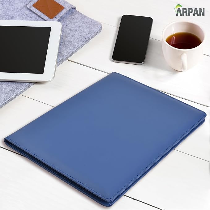 Arpan A4 Certificate Presentation Folder, Faux Leather Document Organizer, Professional Portfolio Book, Conference Display Binder (Blue, 24 Pockets 48 Sides)