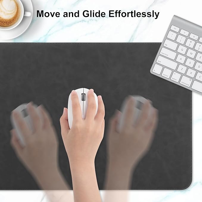 Leather Desk Pad Protector, Office Desk Mat, Large Laptop Mouse Pad, PU Non-Slip Desk Blotter, Waterproof Writing Pad, Computer Keyboard Mat for Desktop 39.4 x 17 inch (Black)