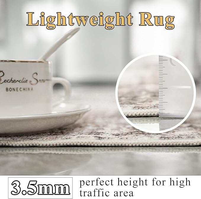 RUUGME Washable Runner Rug 3x10: Abstract Lightweight Soft Rugs for Hallway Non-Slip Ultra Thin Kitchen Laundry Runners Low-Pile Stain Resistant Carpet for Newlywed Home Decor 3X10 Brick/Brown/Beige