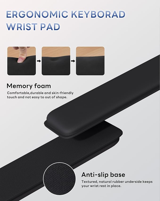 Laborio Computer Keyboard Wrist Rest, Keyboard Riser Stand for Desktop | Clear, Ergonomic Acrylic Keyboard Holder, Non-slip Wrist Pad, Pain Relief for Typing, Multiple Colors