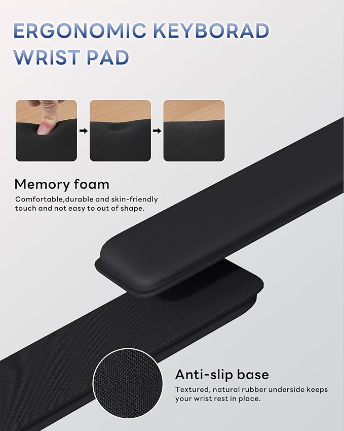 Laborio Computer Keyboard Wrist Rest, Keyboard Riser Stand for Desktop | Black, Ergonomic Acrylic Keyboard Holder, Non-slip Wrist Pad, Pain Relief for Typing, Multiple Colors