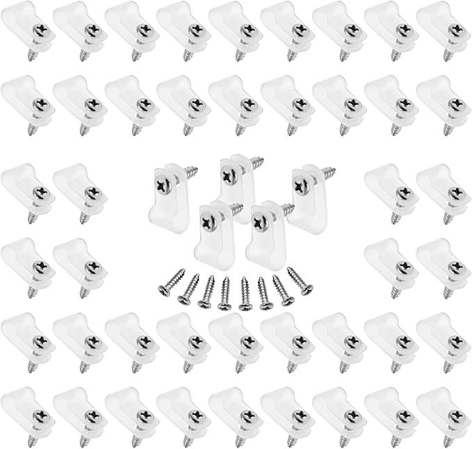1/4 Inch Nylon Cable Clamps, White, 60pcs R-Type Wire Cable Clips | M4 Screws Included, Screw Mounting Cord Fastener, Wire Management