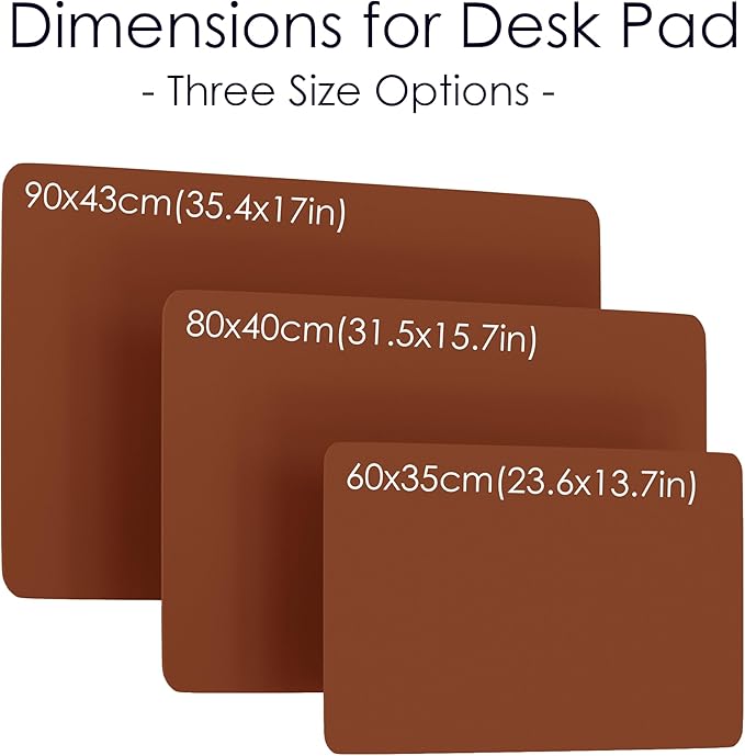 WAYBER Leather Desk Pad Protector, Waterproof Mouse Pad, PU Desk Mat, Office Desk Cover, Desk Writing Mat for Office/Home/Work/Cubicle (Brown/Gray) 23.6x13.7in
