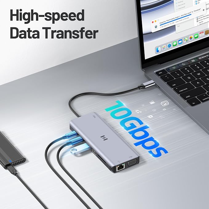 USB C Docking Station 4 Monitors,13 in 1 Laptop Docking Station 3 Monitors with Dual HDMI,8K DP,VGA,10Gbps USB A/C Data Transfer, PD Charging,USB C Hub Multiport Adapter for Windows/macOS Laptop