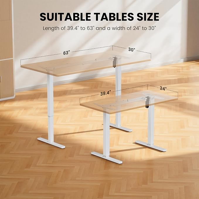 ErGear Electric Standing Desk Legs, 4 Memory Height Settings Height Adjustable Desk Frame, Sit Stand Table Legs Up to 47.2", Ergonomic Stand up Converter Base Workstation, White Frame Only