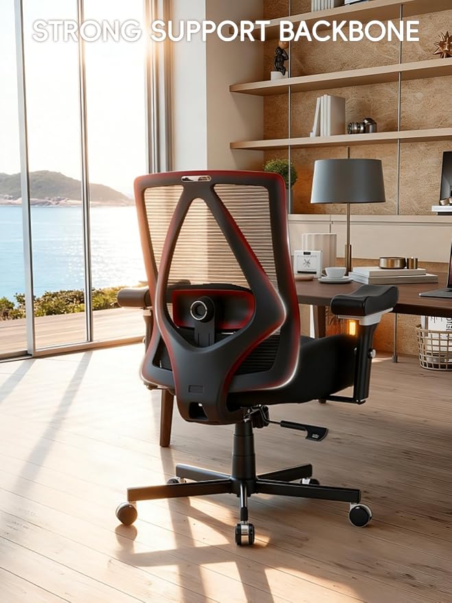 Big and Tall Office Chair 700lbs, Ergonomic Desk Chair with W Wide Thick Cushion, Executive Mesh Office Chair with Adjustable Lumbar Support & 4D Armrest, Computer Task Chairs for Heavy People, Black