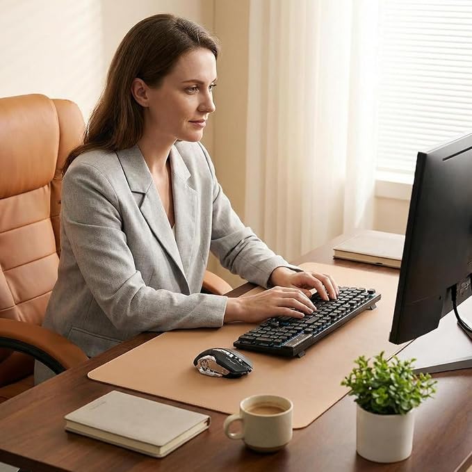 Dual-Sided Desk Pad for Office and Home - Desk Organization and Accessories - Ideal for Mouse Pad and Desk Mats on Top of Desks(Khaki,16.94'' x 22.85'')