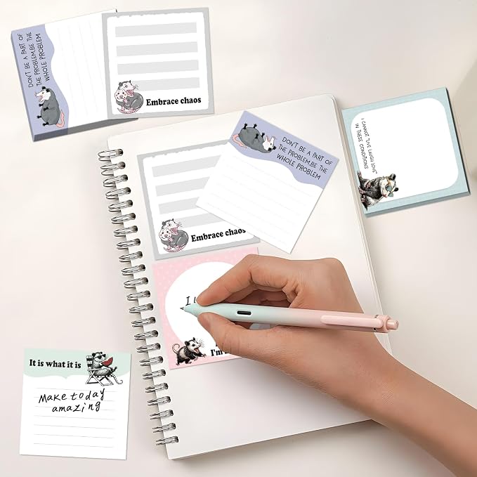 Funny Sticky Notes Gifts - 9 Pack Funny Opossum Notepads 3x3 Inches for Students Coworkers, Opossum Gag Gifts for Women Men, Animal Themed Memo Pads School Office Supplies (450 Sheets)