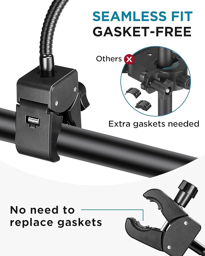 InnoGear Mic Stand Phone Holder, Flexible Gooseneck Mount Clamp for Microphone Boom Arm Tube Pipes Music Accessories for iPhone 16 15 14 13 12 MAX Pro Samsung Galaxy All Smartphones (Pack of 2)