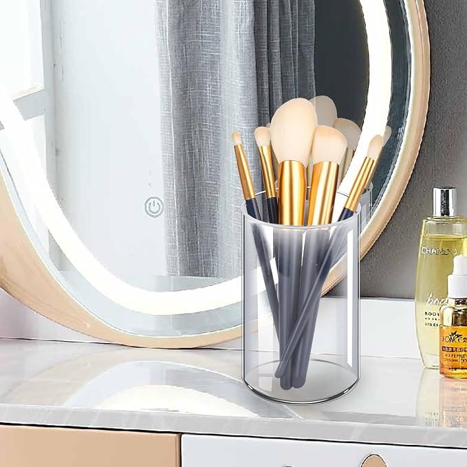 4-Pack Acrylic Pen Holder, Clear Desk Organizer | Clear Pen Cup, Versatile Storage For Office Vanity, Sturdy Cylinder Shape
