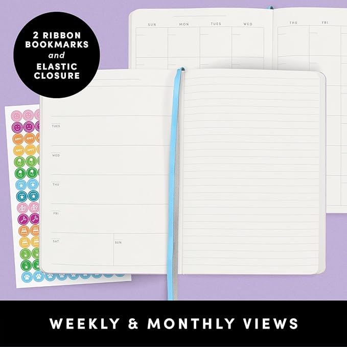 PAPERAGE Undated Weekly & Monthly Hardcover Planner (Marigold), 5.6 in x 8 in, Includes Lined Note Pages & 2 Sticker Sheets