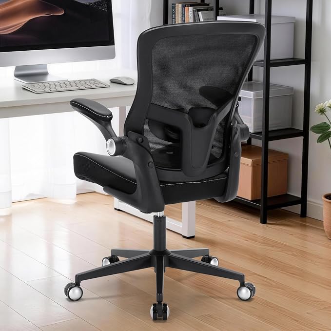 Office Chair-400lbs, Ergonomic Heavy Duty Office Desk Chair with Adjustable Lumbar Support Breathable Mesh Computer Chair with Flip-Up Armrests, Comfy Home Office Desk Chair for Heavy People