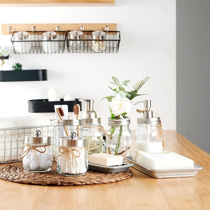 SheeChung Metal Vanity Tray, Bathroom Tray for Perfume Makeup Jewelry | Stainless Steel Farmhouse Vintage Decor Accessories, Countertop Storage Organizer for Hand Towel Candle Skincare, 9.9"x5.9"