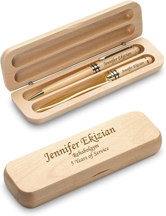 Executive Gift Shoppe | Personalized Maple Wood Pen & Letter Opener Set with Custom Engraving