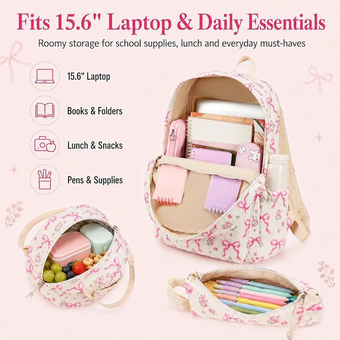 BTOOP School Backpacks for Teen Girls Bookbags Lightweight Kids Backpack School Bags Set with Lunch Box Pencil Case