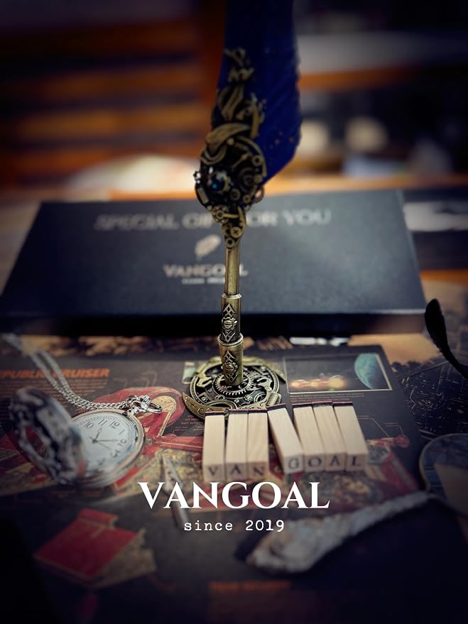 VANGOAL Steampunk Feather Pen and Ink Set with Gift Box, Vintage Quill Pen for Writing, Calligraphy Pen Set for Office Supplies, Birthday, Wedding, Christmas Gift (Blue)