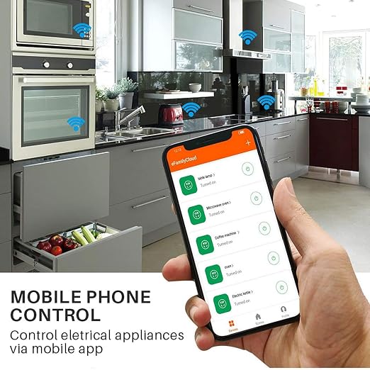 Smart Mini Plug 15A US Plug AC 100 to 240V Smart Home Outlet with Timer Function Voice & APP Control 2.4G for Home, No Hub Required