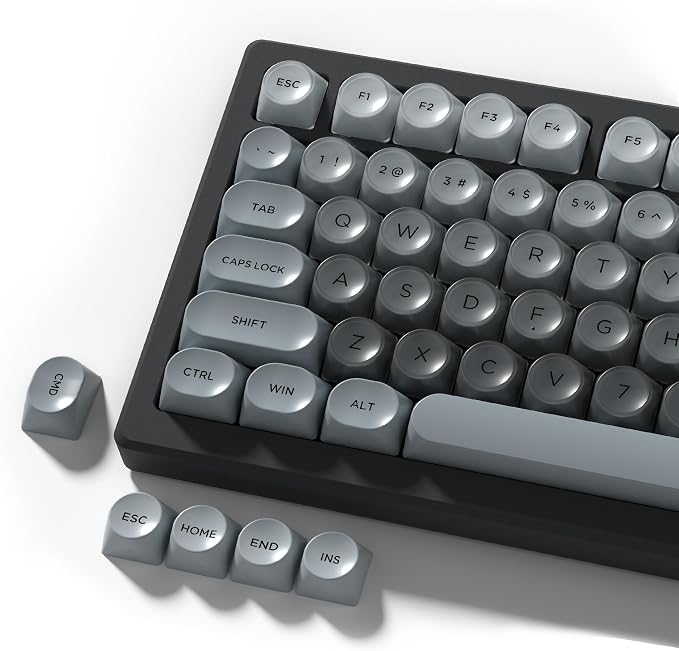 PBT Keycaps, Matte Gradient Gray Jelly Keycaps, MOA Profile, 129 Keys Minimalist Style Custom Key caps for Cherry Gateron MX Mechanical Keyboard, Ergonomic, No Tear & Never Fades