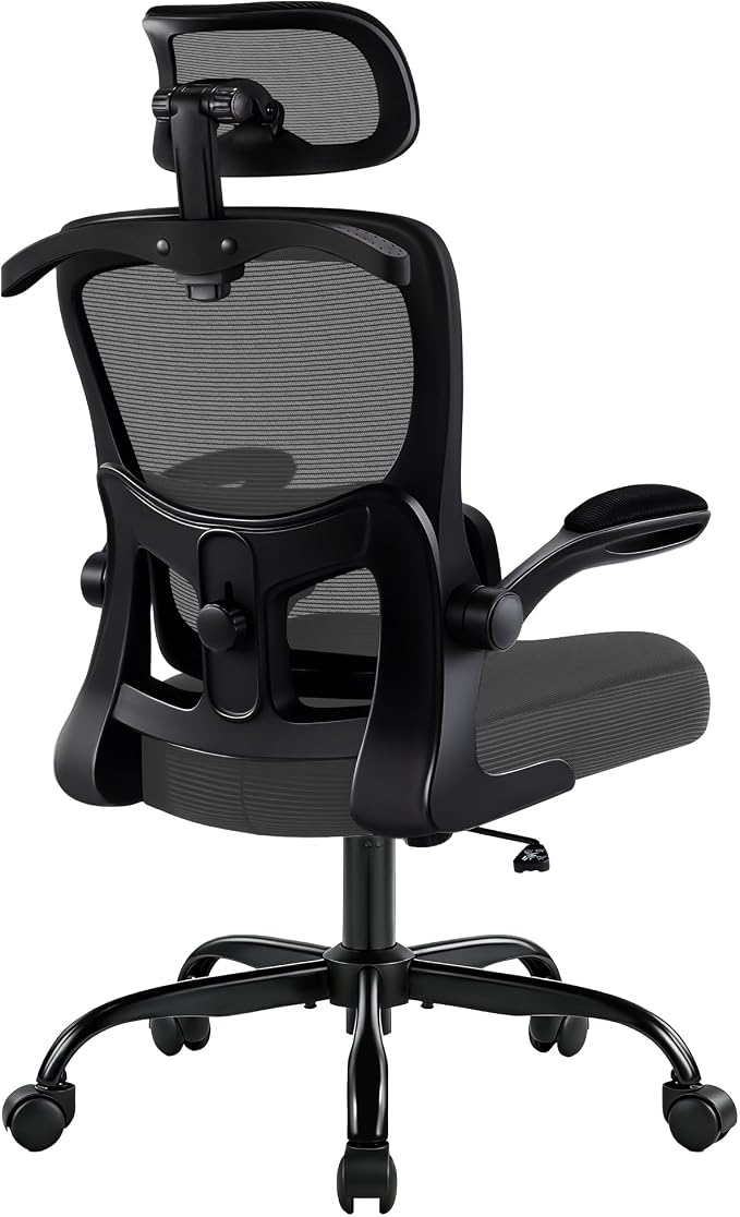 AreShark Office Chair Ergonomic Desk Chairs with Adjustable Lumbar Support& Headrest Hanger, High Back Breathable Mesh Chair with Wheels, Rolling Swivel Comfy Task Computer Chair for Home Work Gaming