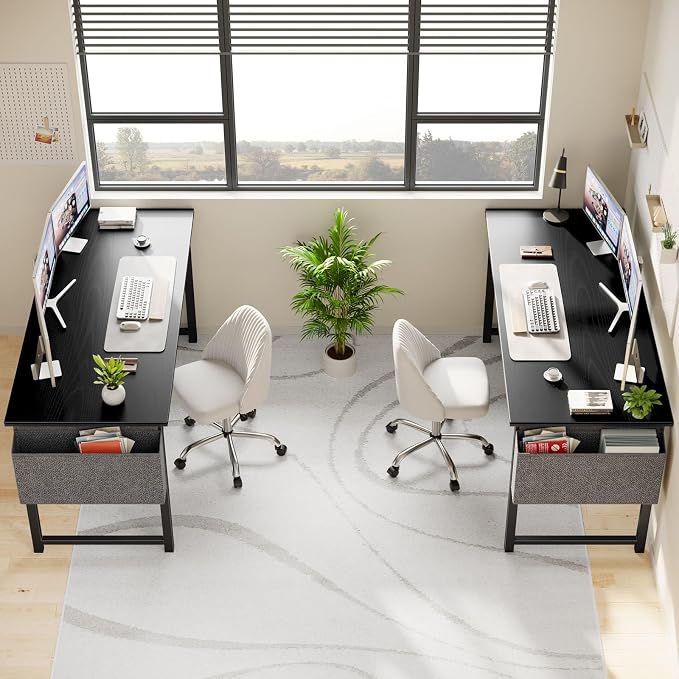 OLIXIS 63 Inch Computer Office Desk for Small Spaces, Writing Gaming Work Desk Modern Study Table with Storage Bag & Headphone Hook Home Bedroom, Black