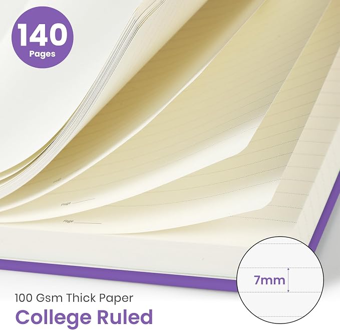 Taja Lined Spiral Journal Notebook for Women & Men, 140 Pages, College Ruled Hardcover Notebook for Work & Note Taking, Journals for Writing, A5(5.7" x 7.9") – Amethyst Purple